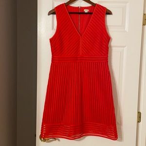 Red J Crew Sleeveless V-Neck Dress